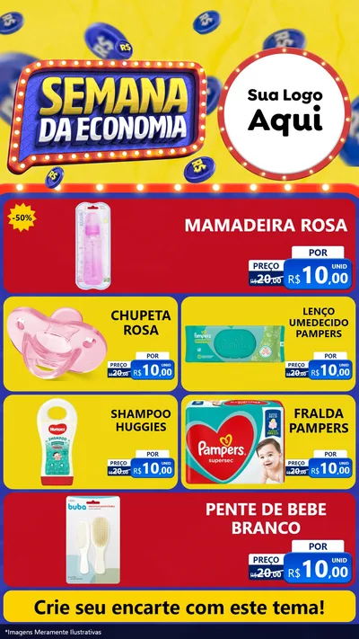 Modelo de TV para TV Vertical com o tema Semana da Economia para Bebês