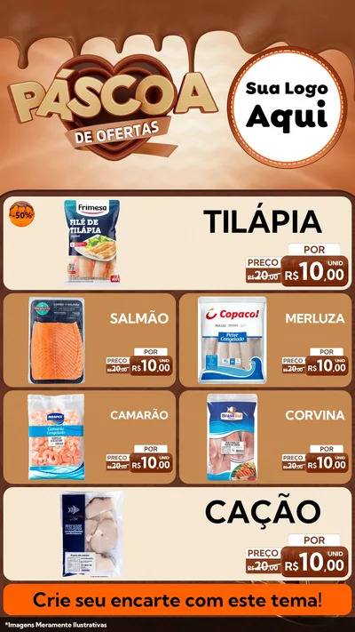 Modelo de TV para TV Vertical com o tema Páscoa de Ofertas para Peixaria