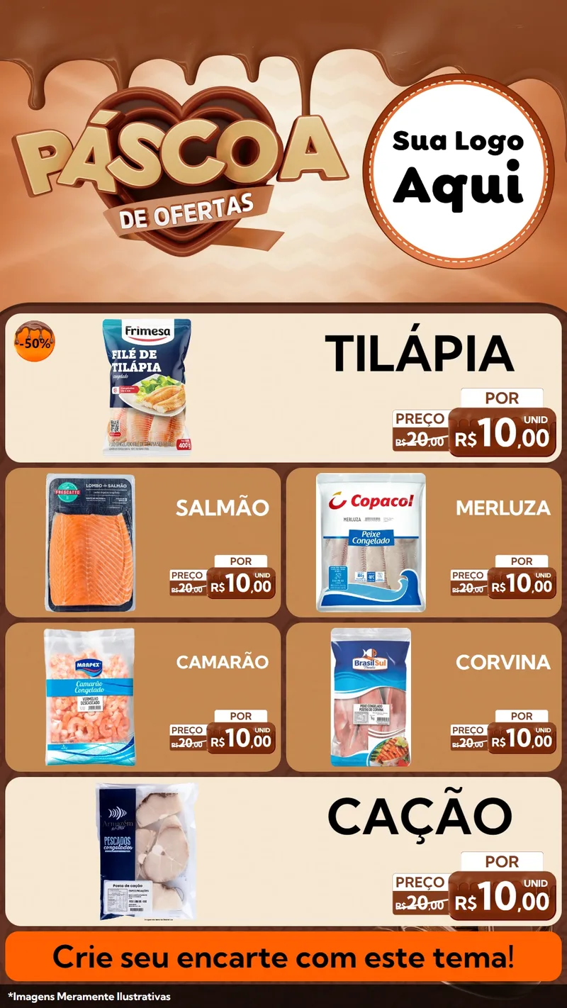 Modelo de TV para TV Vertical com o tema Páscoa de Ofertas para Peixaria