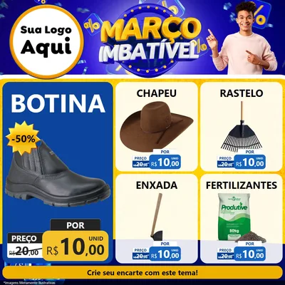 Modelo de Rede Social para Feed Facebook com o tema Março Imbatível para Agropecuária