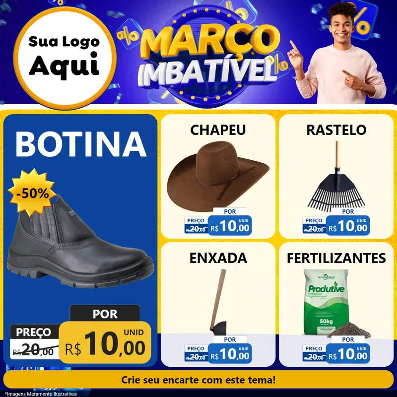 Modelo de Rede Social para Feed Facebook com o tema Março Imbatível para Agropecuária