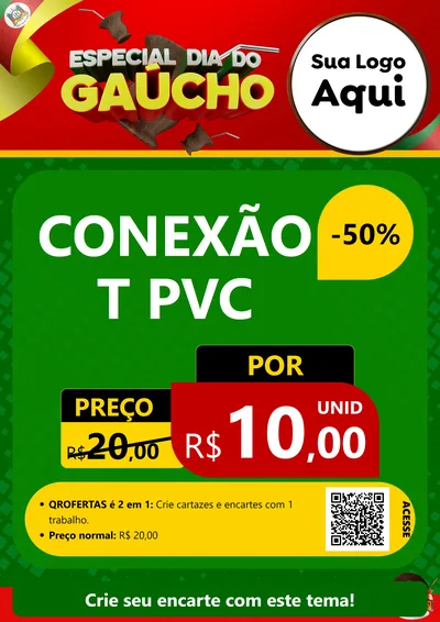 Modelo de Cartaz para Cartaz A4 Vertical com o tema Especial Dia do Gaúcho para Tubos e conexões