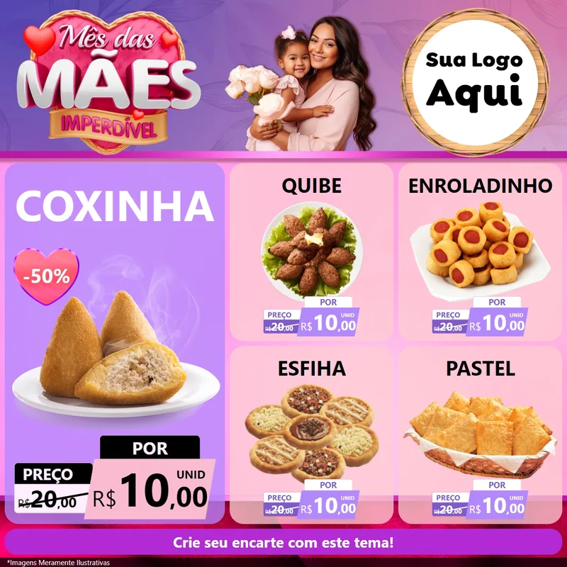 Modelo de Rede Social para Feed Facebook com o tema Mês das Mães Imperdível para Salgadaria