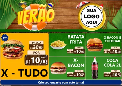 Modelo de Encarte para Encarte A4 Horizontal com o tema Verão para Hamburgueria