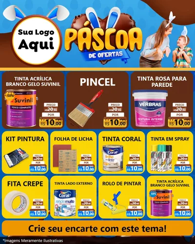 Modelo de Rede Social para Feed Instagram com o tema Páscoa de Ofertas para Tintas e Ferramentas