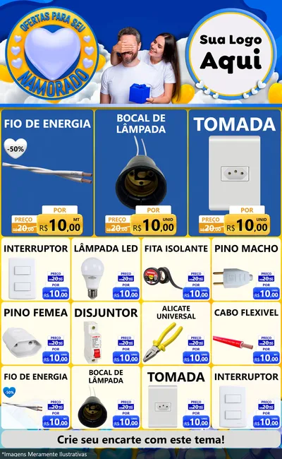 Modelo de Encarte para Encarte Grande com o tema Ofertas Para Seu Namorado para Materiais Elétricos