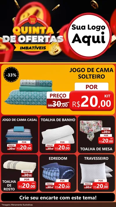 Modelo de Rede Social para Stories com o tema Quinta de Ofertas Imbatíveis para Cama, Mesa e Banho
