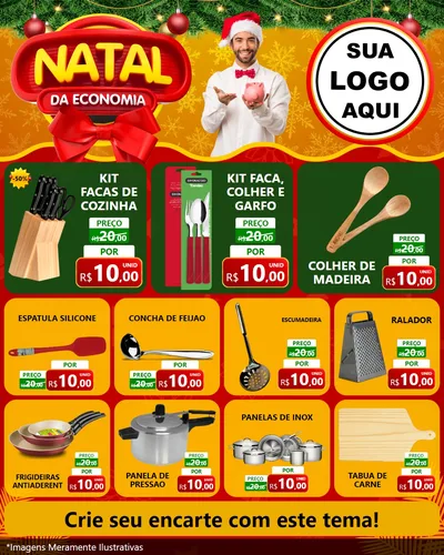 Modelo de Rede Social para Feed Instagram com o tema Natal da Economia para Utilidades Domésticas