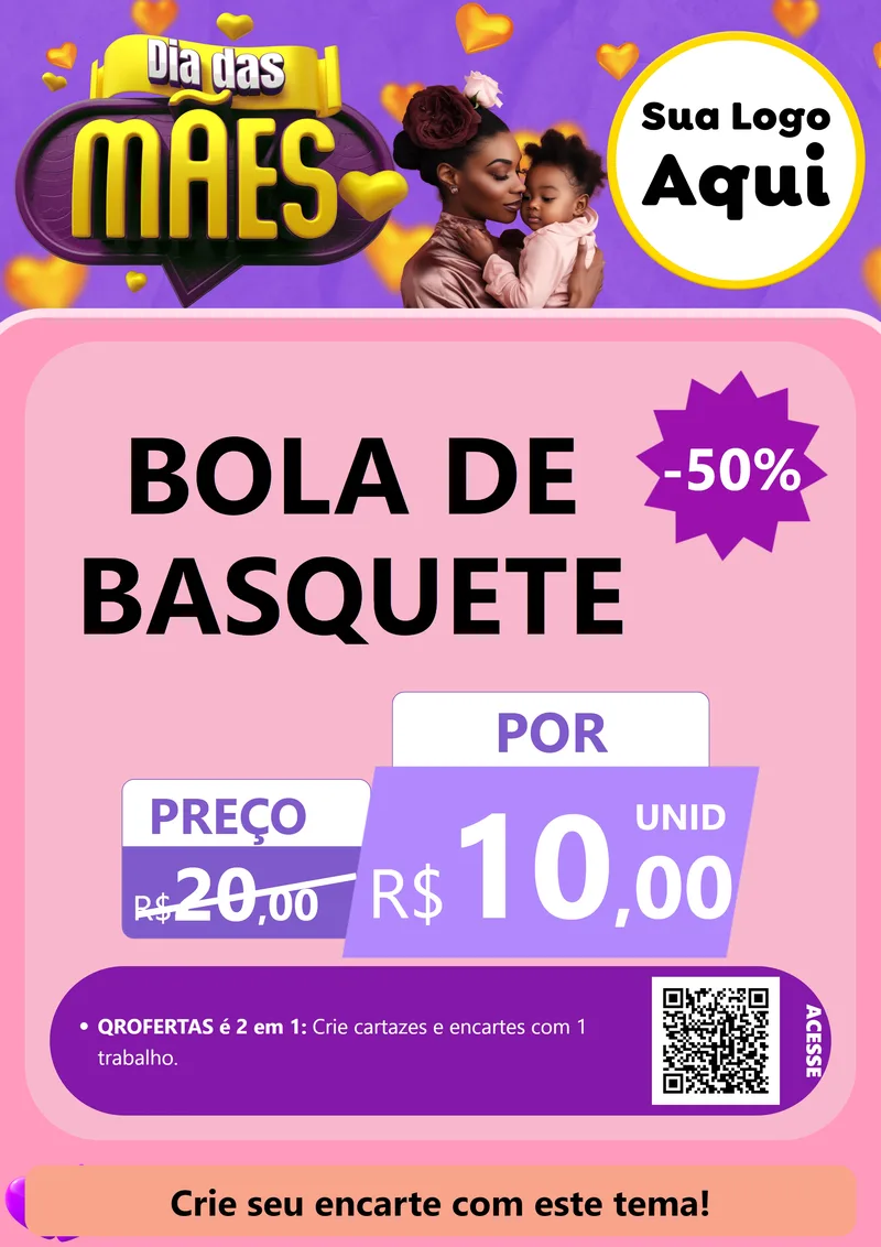 Modelo de Cartaz para Cartaz A4 Vertical com o tema Dia das Mães para Artigos Esportivos