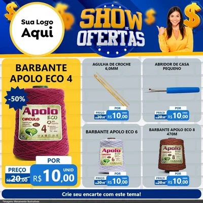 Modelo de Rede Social para Feed Facebook com o tema Show de Ofertas para Armarinho e Aviamentos