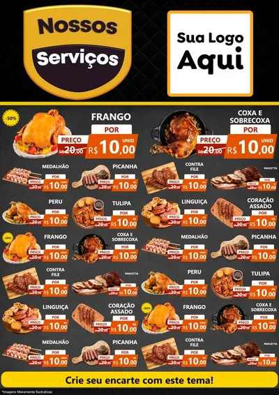 Modelo de Encarte para Encarte A4 Vertical com o tema Nossos Serviços para Assados