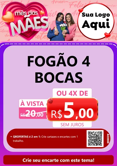 Modelo de Cartaz para Cartaz A4 Vertical com o tema Mês Das Mães para Móveis e Eletro