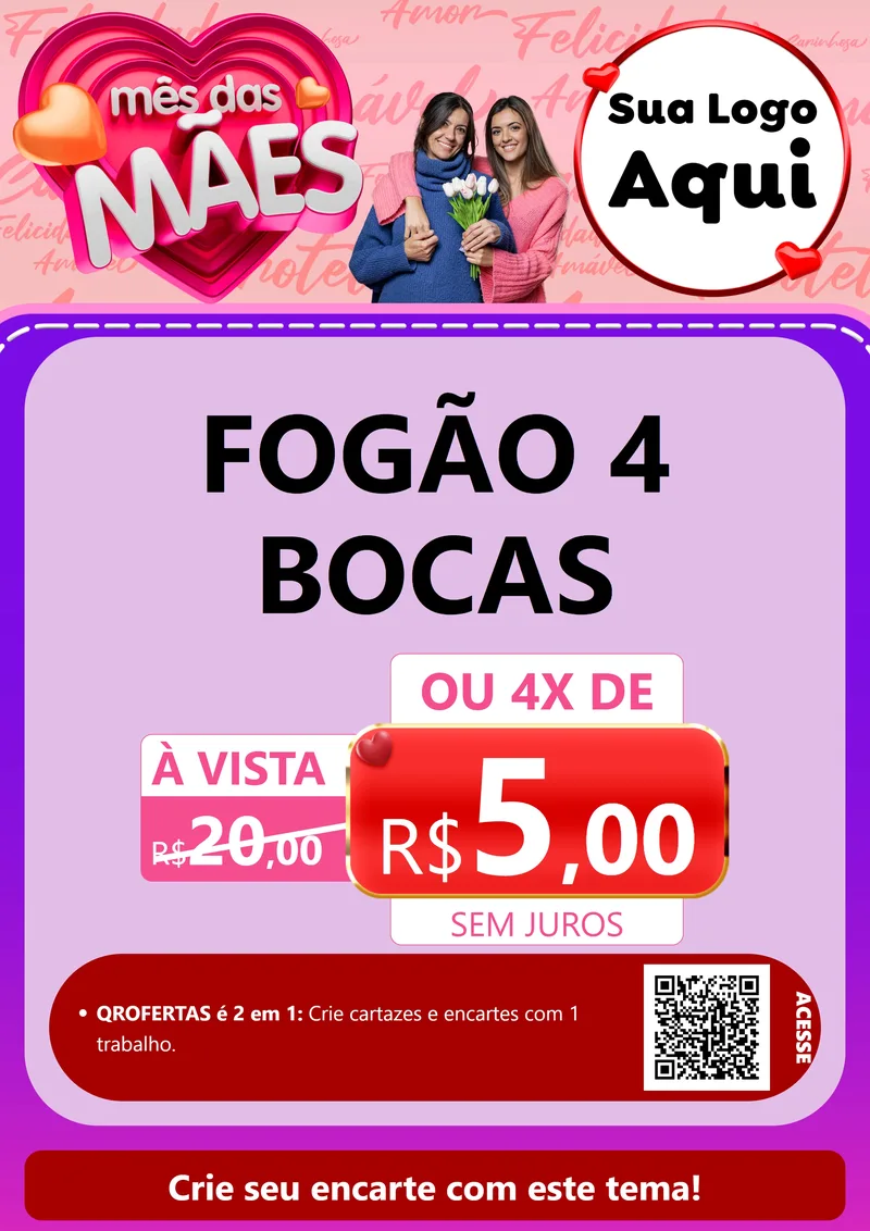 Modelo de Cartaz para Cartaz A4 Vertical com o tema Mês Das Mães para Móveis e Eletro