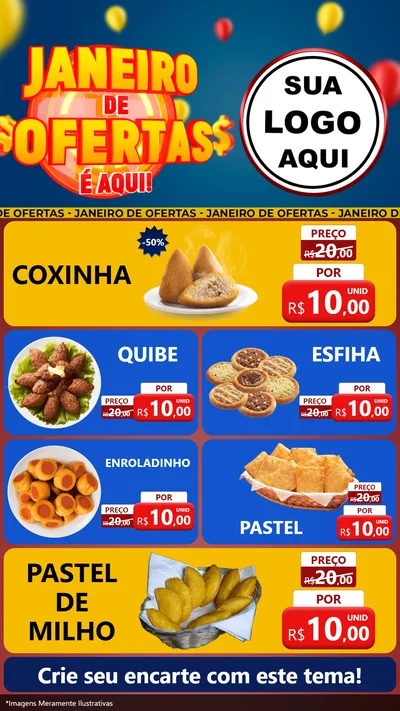 Modelo de TV para TV Vertical com o tema Janeiro de Ofertas É Aqui! para Salgadaria