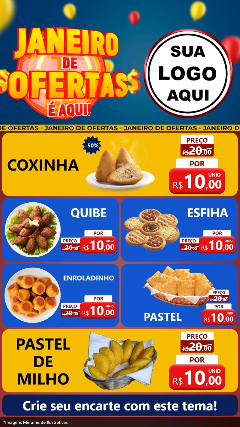 Modelo de TV para TV Vertical com o tema Janeiro de Ofertas É Aqui! para Salgadaria