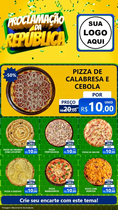 Modelo de Rede Social para Stories com o tema Proclamação da República para Pizzaria