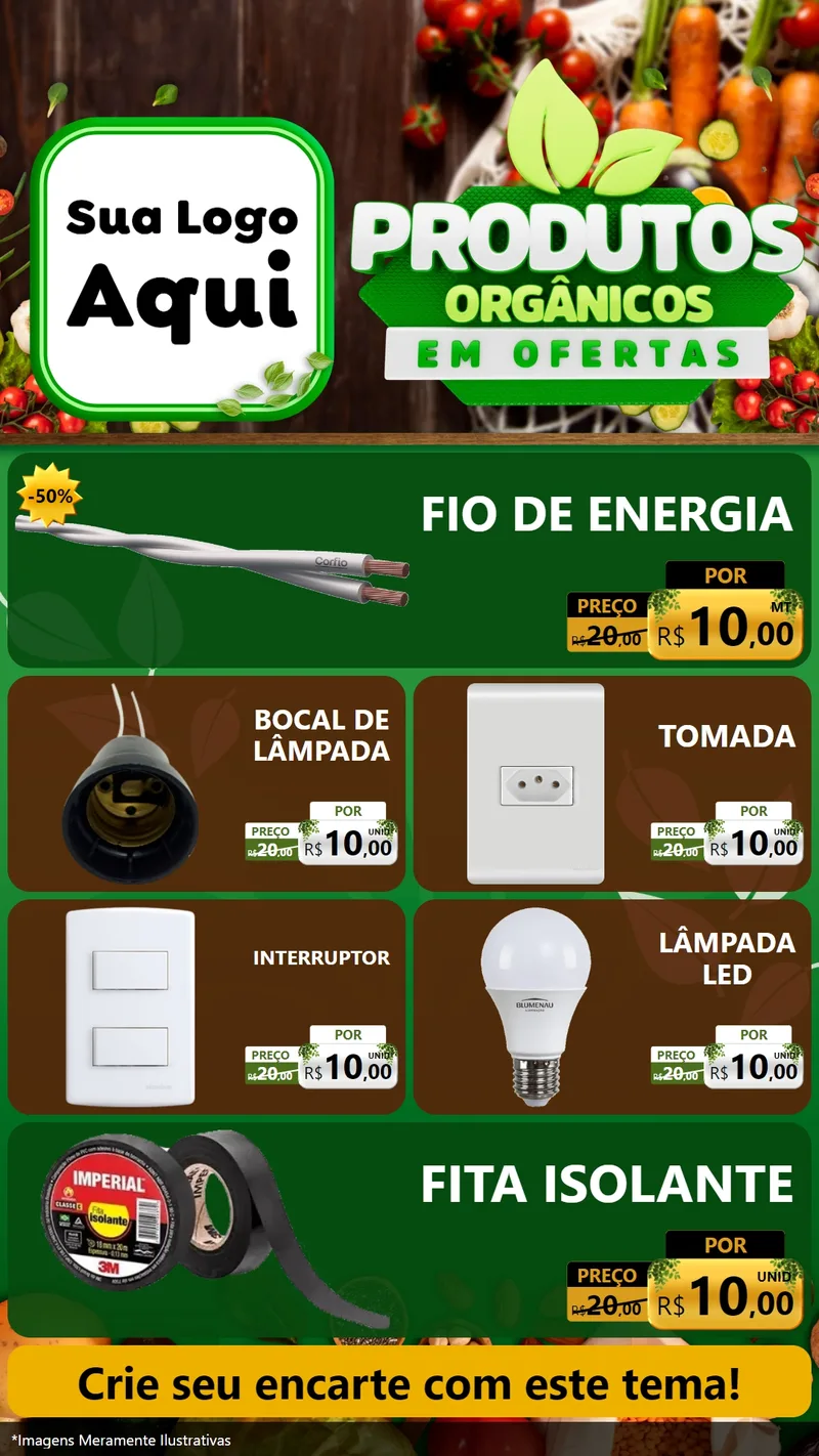 Modelo de TV para TV Vertical com o tema Produtos Orgânicos em Ofertas para Materiais Elétricos