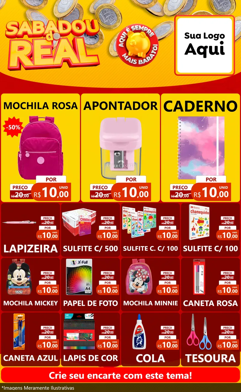 Modelo de Encarte para Encarte Grande com o tema Sabadou do Real para Papelaria