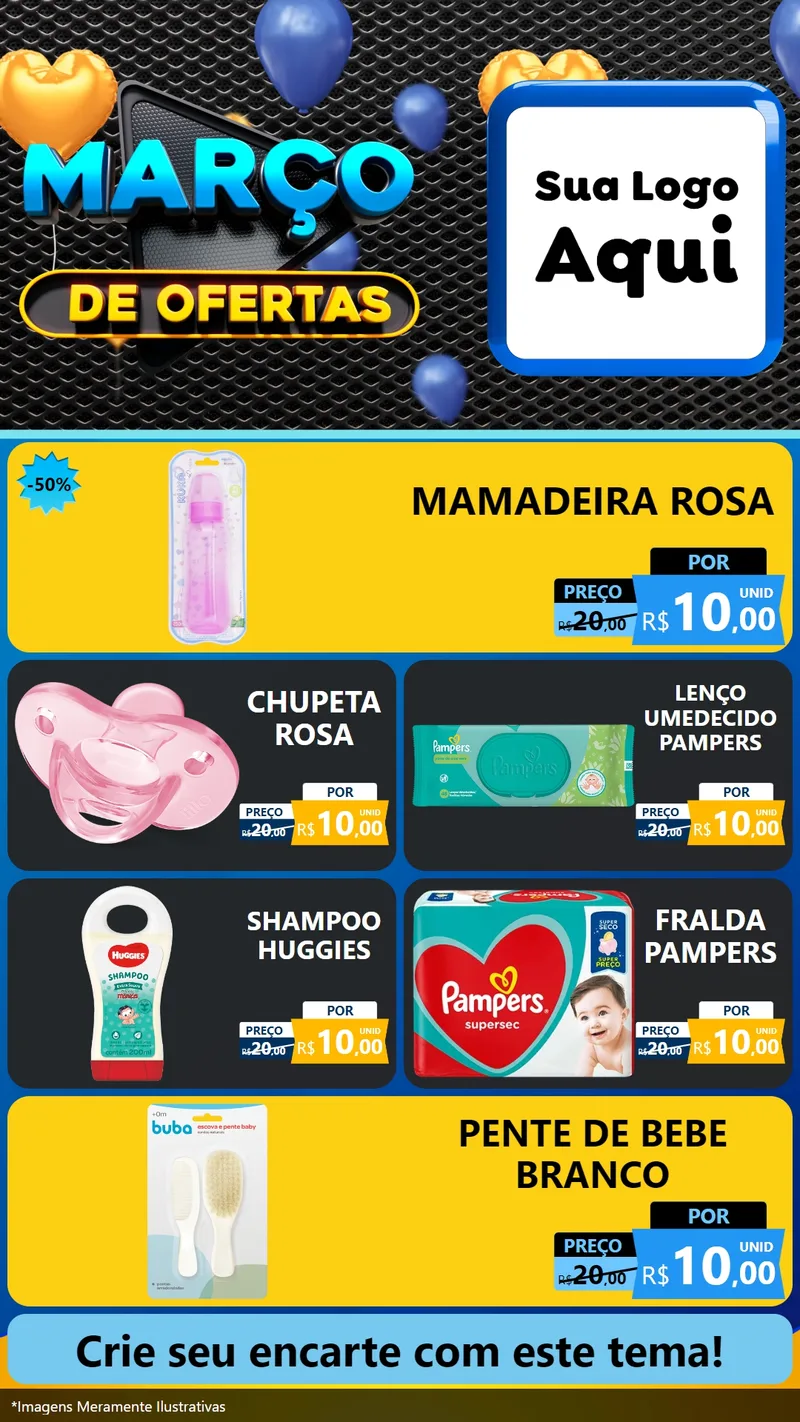 Modelo de TV para TV Vertical com o tema Março de Ofertas para Bebês