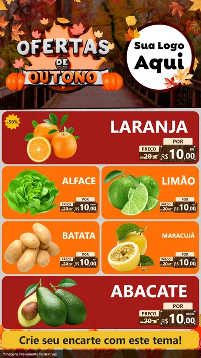 Modelo de TV para TV Vertical com o tema Ofertas de Outono para Hortifrúti