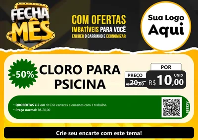 Modelo de Cartaz para Cartaz A4 Horizontal com o tema Fecha Mês para Produtos para Piscina
