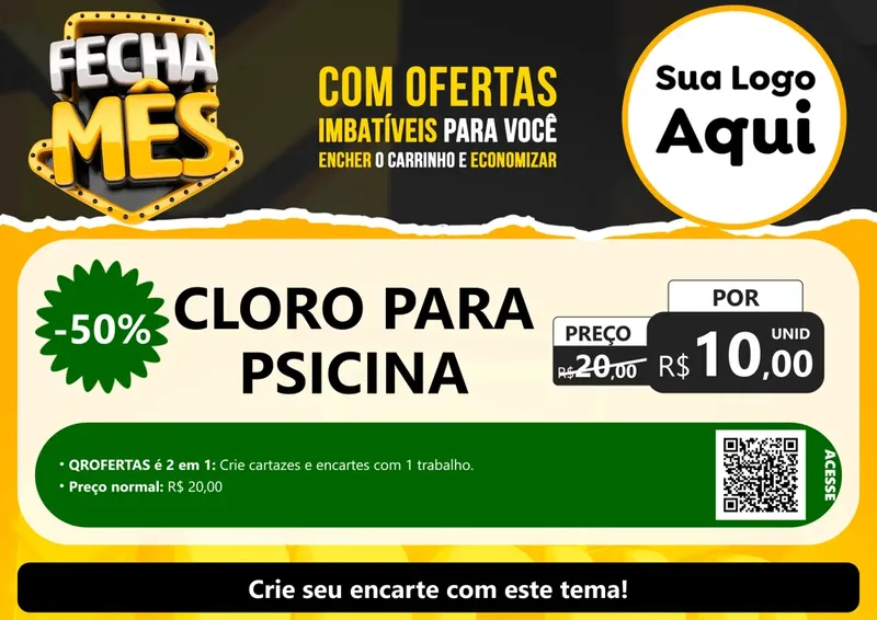 Modelo de Cartaz para Cartaz A4 Horizontal com o tema Fecha Mês para Produtos para Piscina