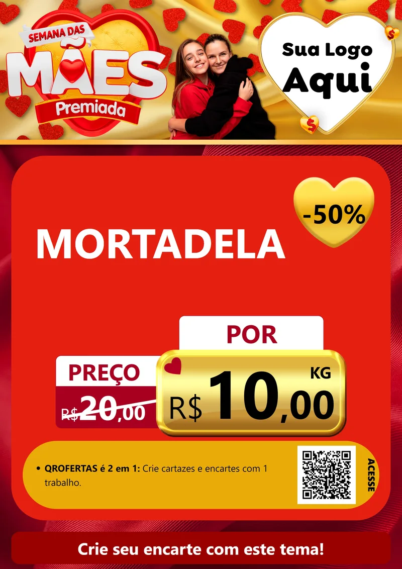 Modelo de Cartaz para Cartaz A4 Vertical com o tema Semana das Mães Premiada para Frios e Laticínios