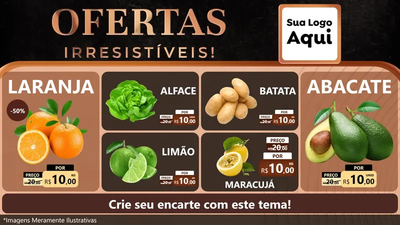 Modelo de TV para TV Horizontal com o tema Ofertas Irresistíveis! para Hortifrúti