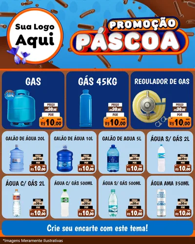 Modelo de Rede Social para Feed Instagram com o tema Promoção Páscoa para Água e gás