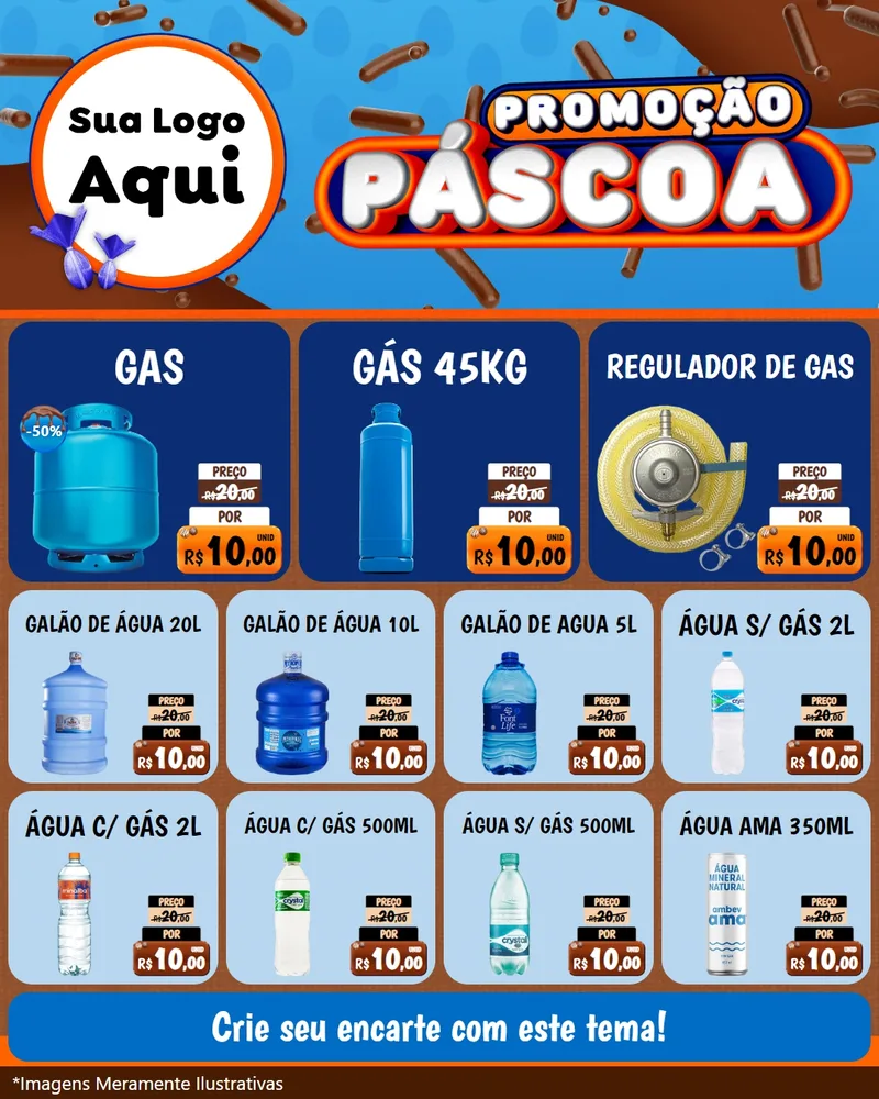 Modelo de Rede Social para Feed Instagram com o tema Promoção Páscoa para Água e gás