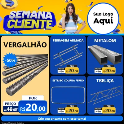Modelo de Rede Social para Feed Facebook com o tema Semana do Cliente para Ferragens