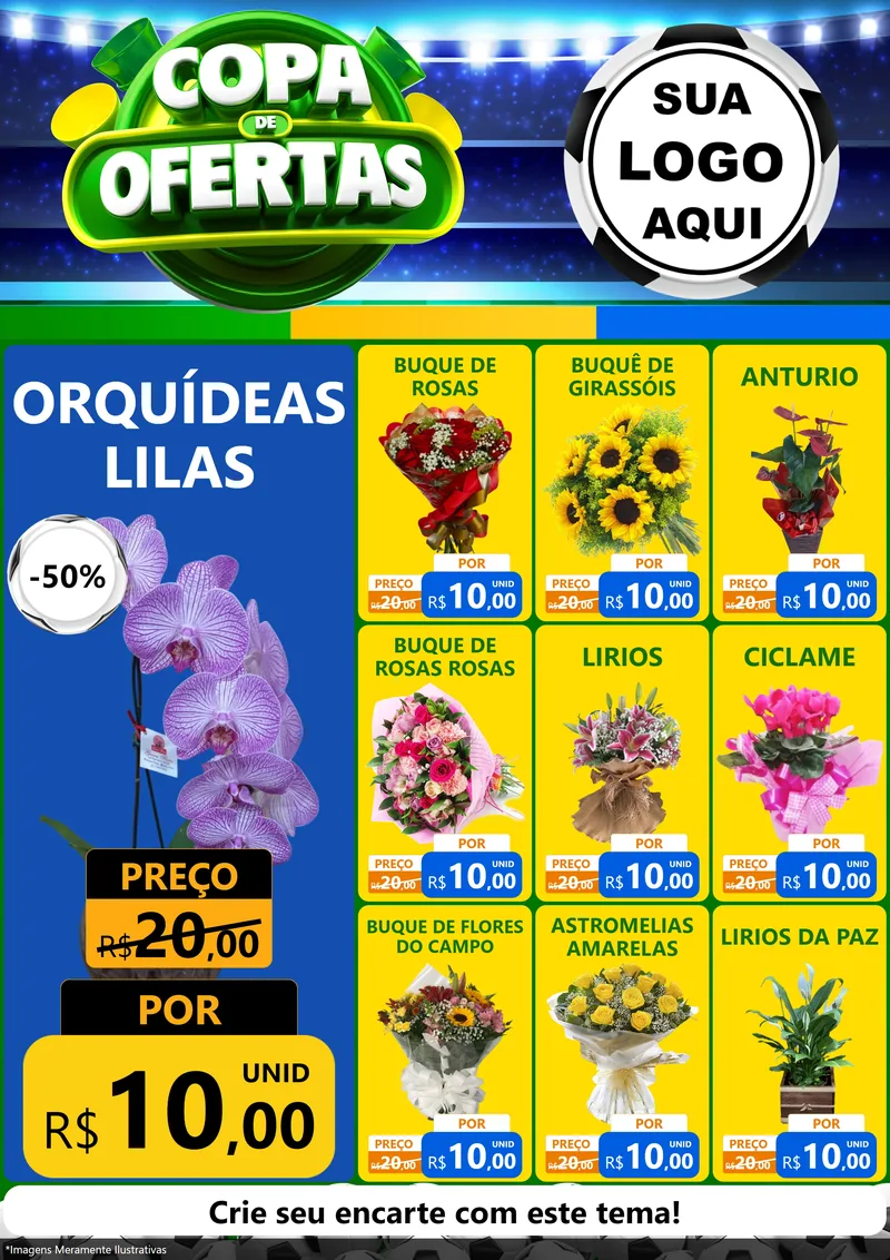 Modelo de Encarte para Encarte A4 Vertical com o tema Copa de Ofertas para Floricultura e jardim