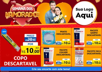 Modelo de Encarte para Encarte A4 Horizontal com o tema Semana dos Namorados para Embalagens