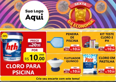 Modelo de Encarte para Encarte A4 Horizontal com o tema Sexta da Economia para Produtos para Piscina