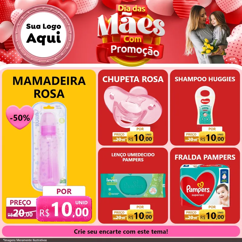 Modelo de Rede Social para Feed Facebook com o tema Dia Das Mães Com Promoção para Bebês