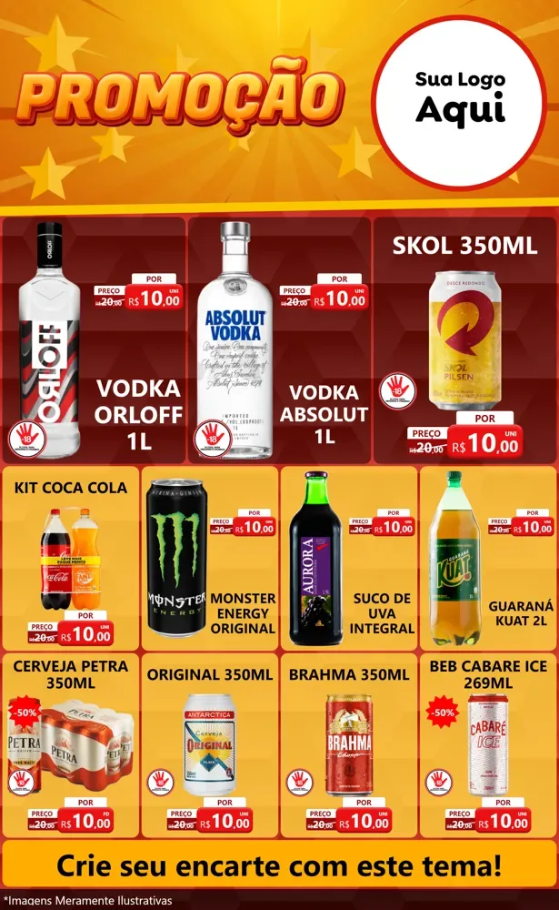 Modelo de Encarte para Encarte Grande com o tema Promoção para Distribuidora de bebidas
