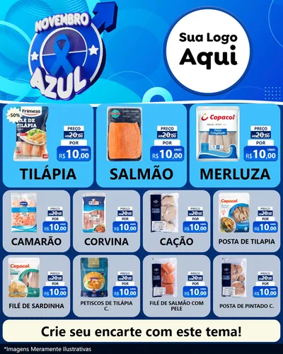 Modelo de Rede Social para Feed Instagram com o tema Novembro Azul para Peixaria