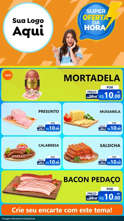 Modelo de TV para TV Vertical com o tema Super Oferta da Hora para Frios e Laticínios