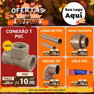 Modelo de Rede Social para Feed Facebook com o tema Ofertas de Outono para Tubos e conexões