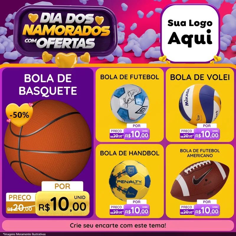 Modelo de Rede Social para Feed Facebook com o tema Dia Dos Namorados Com Ofertas para Artigos Esportivos