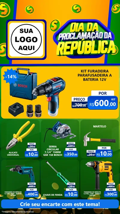 Modelo de Rede Social para Stories com o tema Dia Da Proclamação da República para Maquinas e Ferramentas