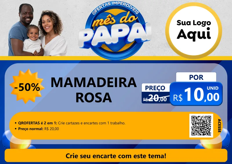 Modelo de Cartaz para Cartaz A4 Horizontal com o tema Ofertas Imperdíveis Mês Do Papai para Bebês