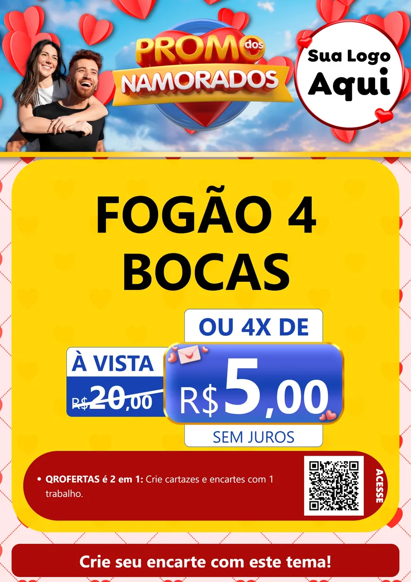 Modelo de Cartaz para Cartaz A4 Vertical com o tema Promo dos Namorados para Móveis e Eletro