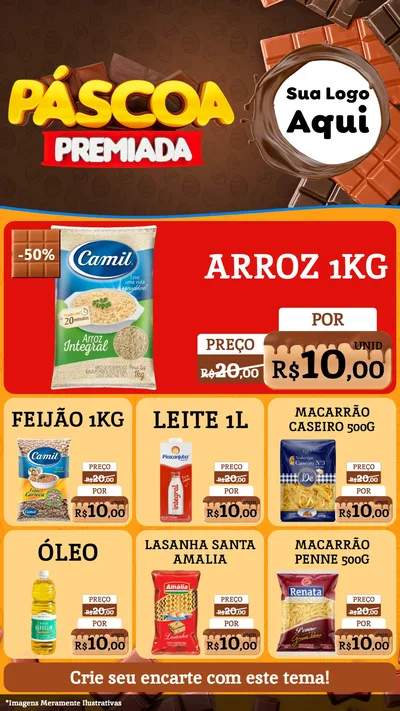 Modelo de Rede Social para Stories com o tema Páscoa Premiada para Supermercado