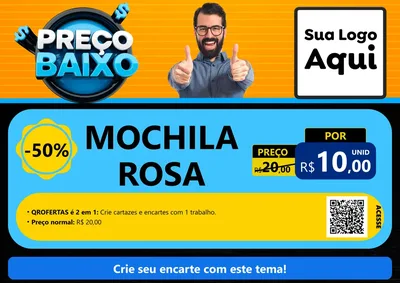 Modelo de Cartaz para Cartaz A4 Horizontal com o tema Preço Baixo para Papelaria