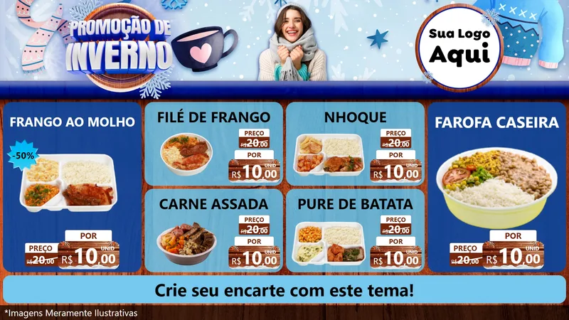 Modelo de TV para TV Horizontal com o tema Promoção de Inverno para Restaurante