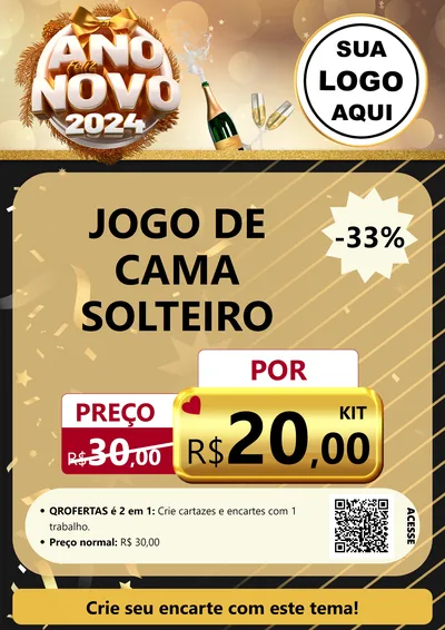 Modelo de Cartaz para Cartaz A4 Vertical com o tema Feliz Ano Novo 2027 para Cama, Mesa e Banho