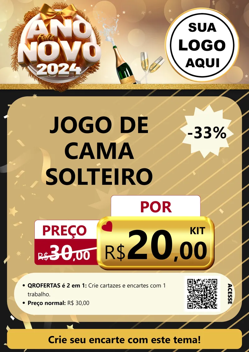 Modelo de Cartaz para Cartaz A4 Vertical com o tema Feliz Ano Novo 2027 para Cama, Mesa e Banho