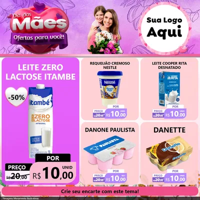 Modelo de Rede Social para Feed Facebook com o tema Dia das Mães Ofertas para Você! para Frios e Laticínios