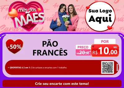 Modelo de Cartaz para Cartaz A4 Horizontal com o tema Mês Das Mães para Padaria